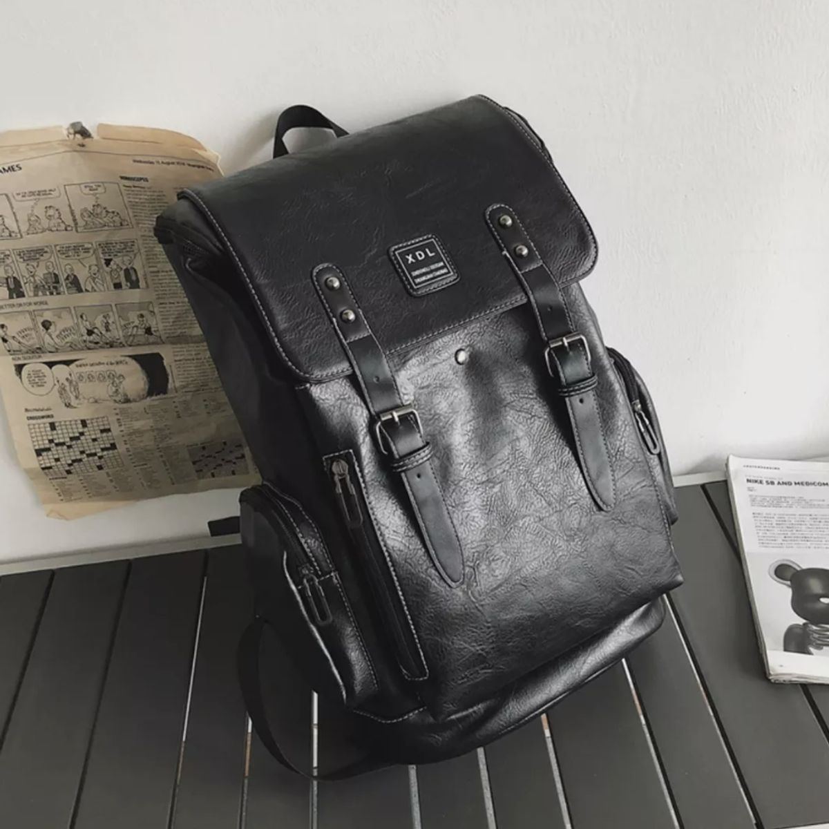 MOMO - Mochila Clásica Urbana 24l Eco Cuero Hombre Fashion Design