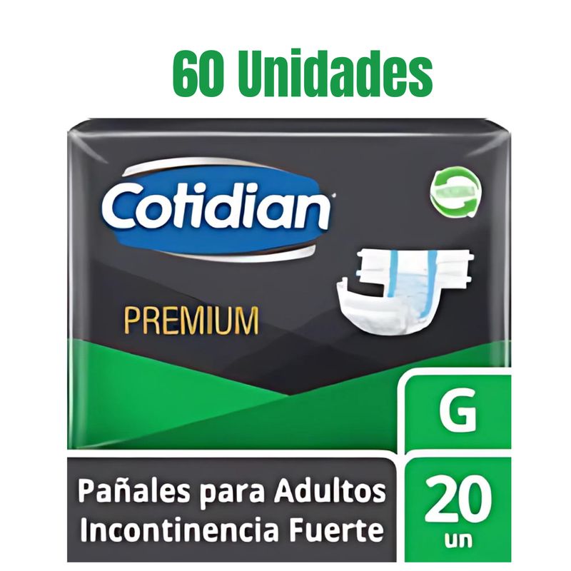 COTIDIAN - PACK PAÑAL ADULTO COTIDIAN PREMIUM TALLA G 60 unidades