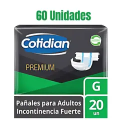COTIDIAN - PACK PAÑAL ADULTO PREMIUM TALLA G 60 unidades