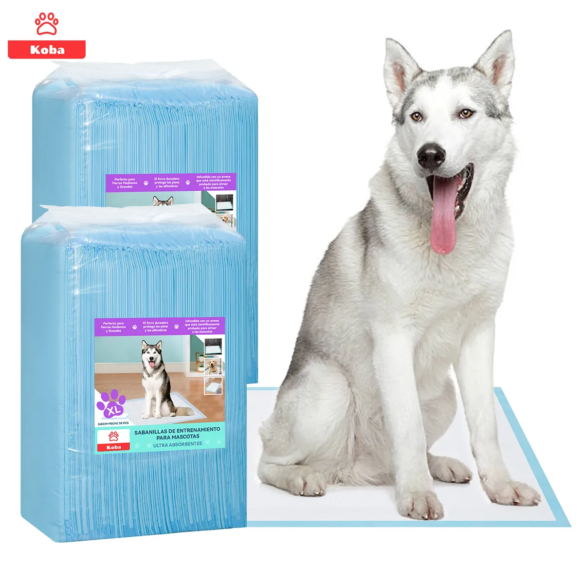KOBA - 60 Pañales Sabanillas Entrenamiento Perros Grande XL 90x60cm
