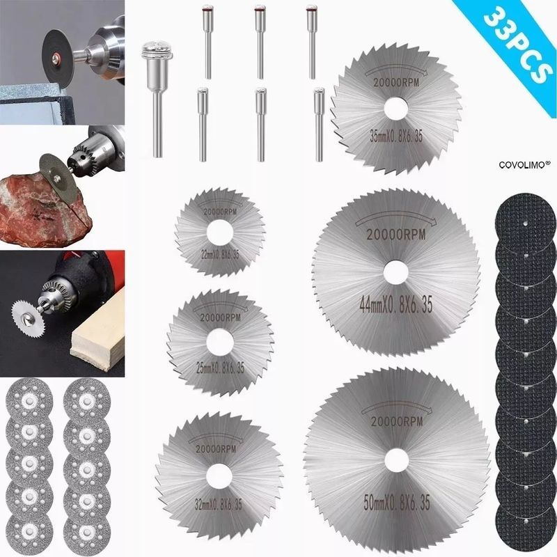 EDWINAYY - Discos De Corte Madera Dremel 22 - 44mm Sierra Hss 33pcs Kit
