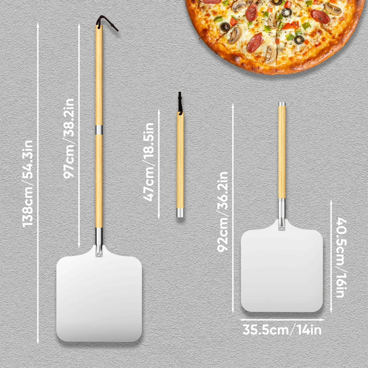 AIZO - AIZO Paleta Pizza Aluminio conMango Madera14in para Horno Profesionale