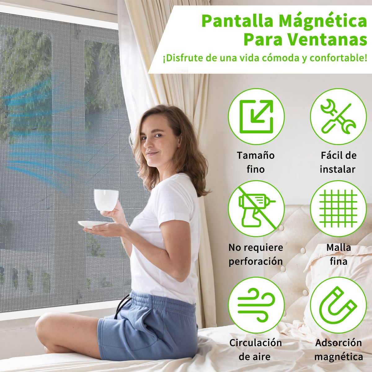 AIZO - AIZO Mosquitero Magnético 130x150cm Fibra Vidrio Invisible