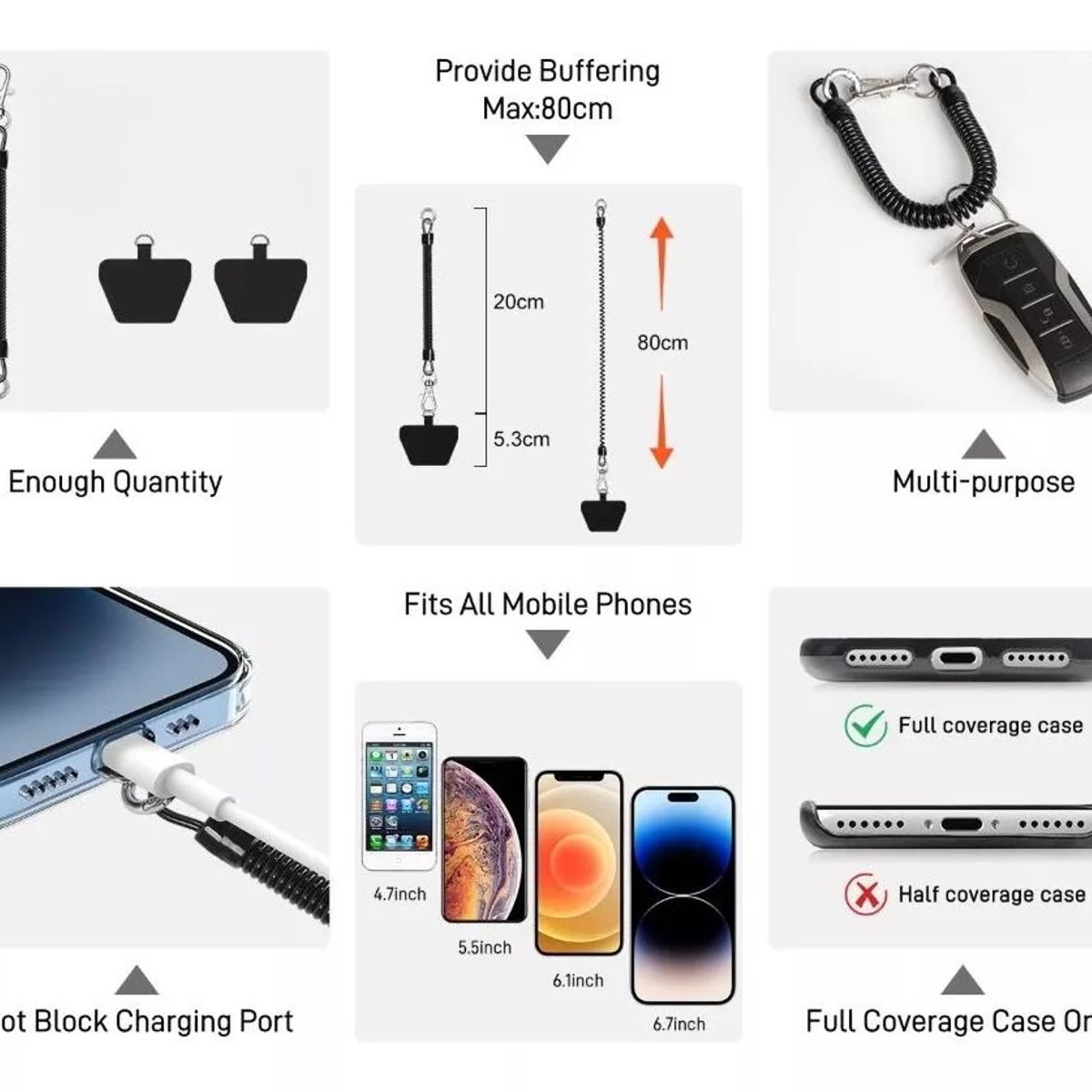 KUANGYE - Correa Antirrobo Retráctil Con Mosquetón Para Celular Kuangye