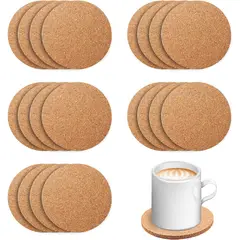GENERICO - 20 Piezas 10x10x04cm Posavasos De Corcho Reutilizables