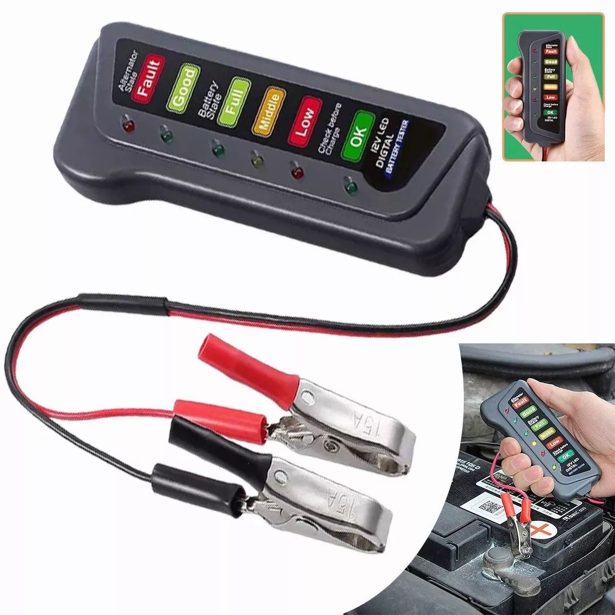 EDWINAYY - Comprobador De Carga De Batería Analizador Tester Para Coche