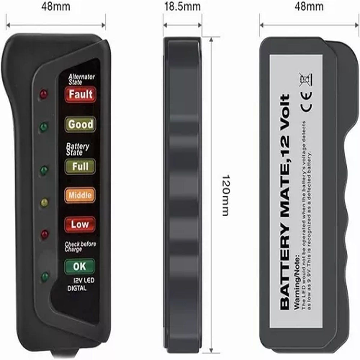 EDWINAYY - Comprobador De Carga De Batería Analizador Tester Para Coche