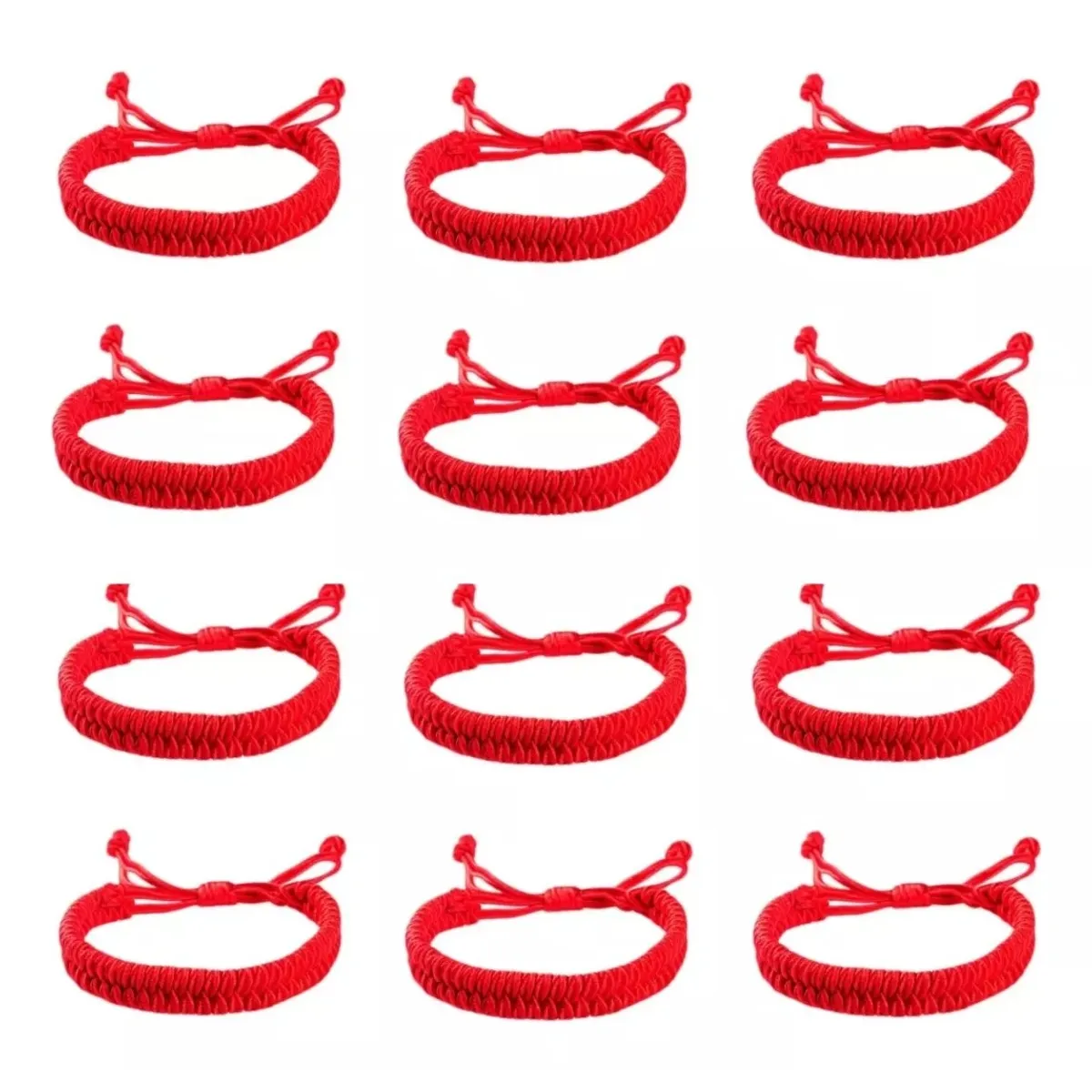 KUANGYE - 12 Pcs Pulsera Tejida Roja Ajustable Hilo Rojo Protección