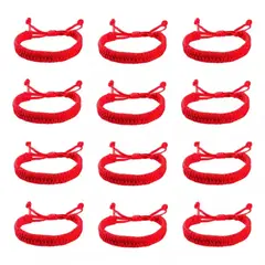 KUANGYE - 12 Pcs Pulsera Tejida Roja Ajustable Hilo Rojo Protección