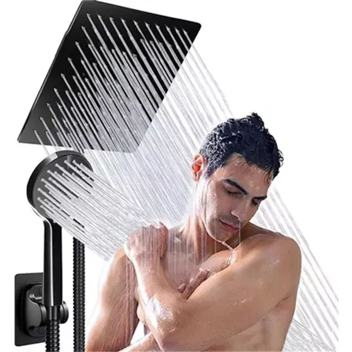 BLUEDREAMER - Regadera Cuadrada En Acero Inoxidable Con Regadera Telefono