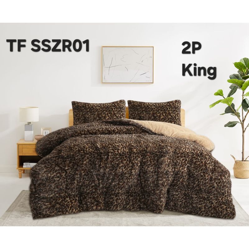 GENERICO - Cubrecamas de Invierno Peludos con Chiporro King Multicolor TFSSZR01