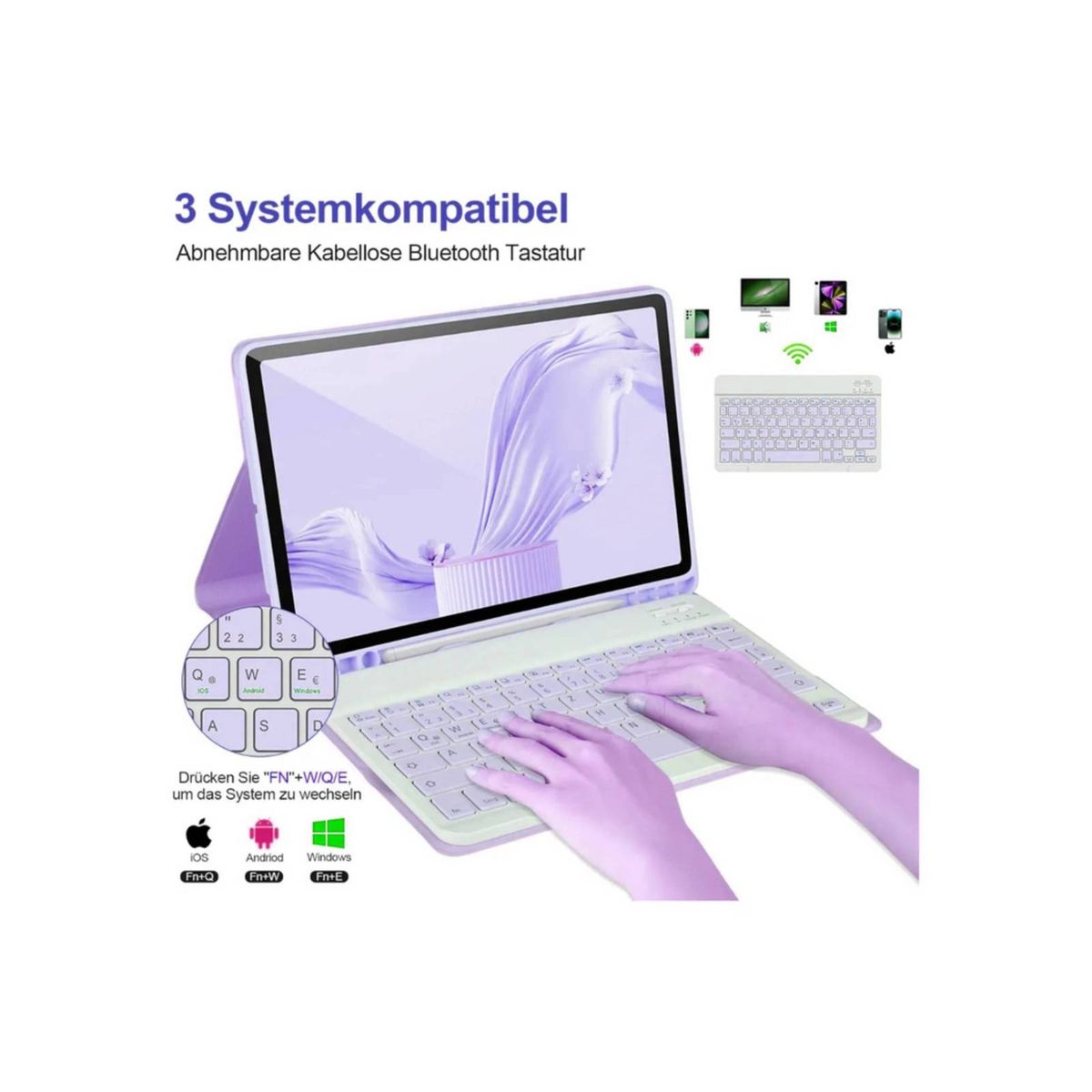 JOIGO - Funda Con Teclado Español Para Samsung Tab S9 Fe 10.9 Lila
