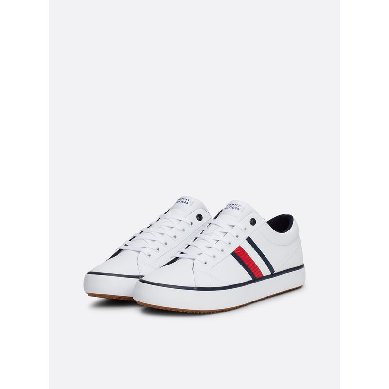 TOMMY HILFIGER - Zapatillas Core Stripe De Cuero Blanco Tommy Hilfiger