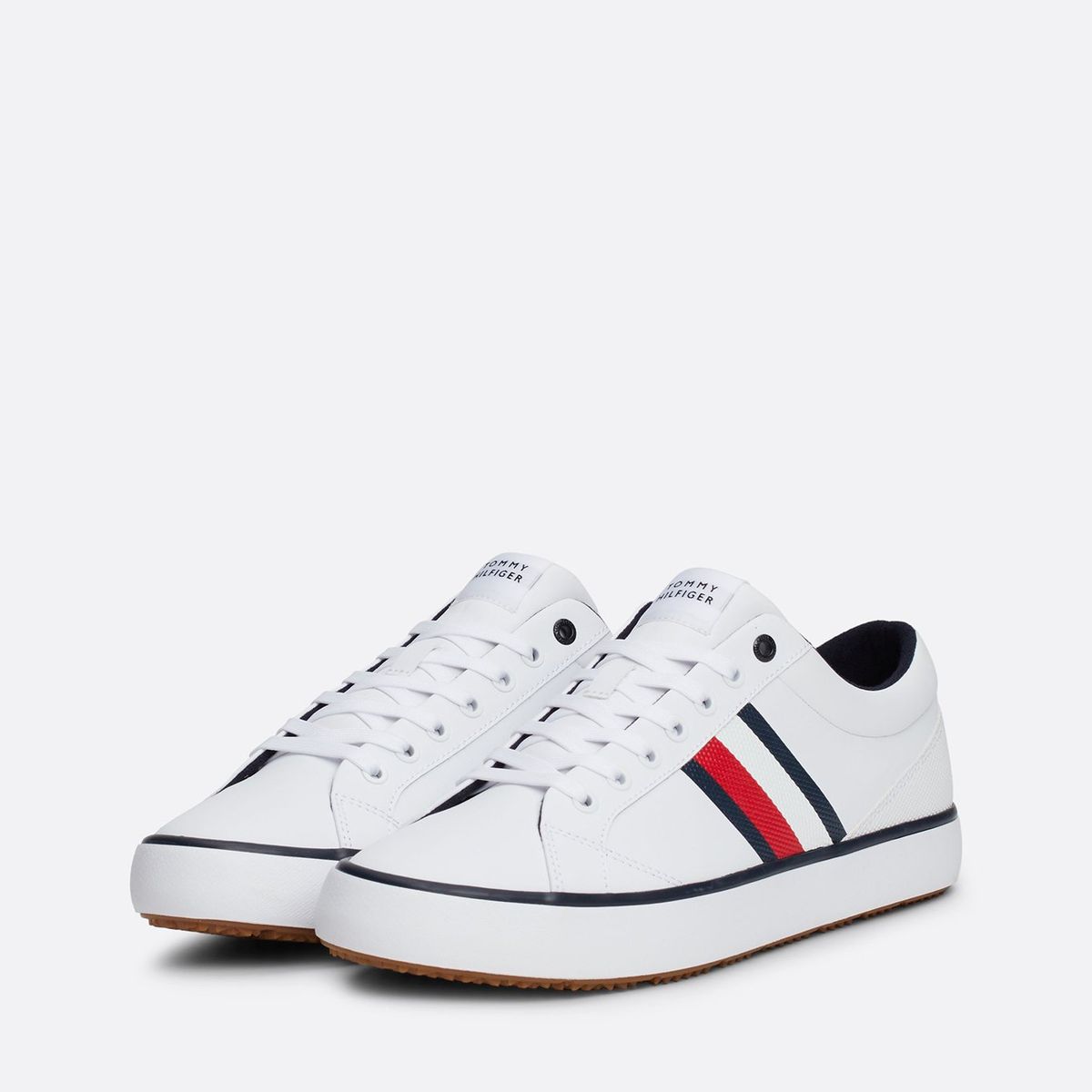 TOMMY HILFIGER - Zapatillas Core Stripe De Cuero Blanco Tommy Hilfiger