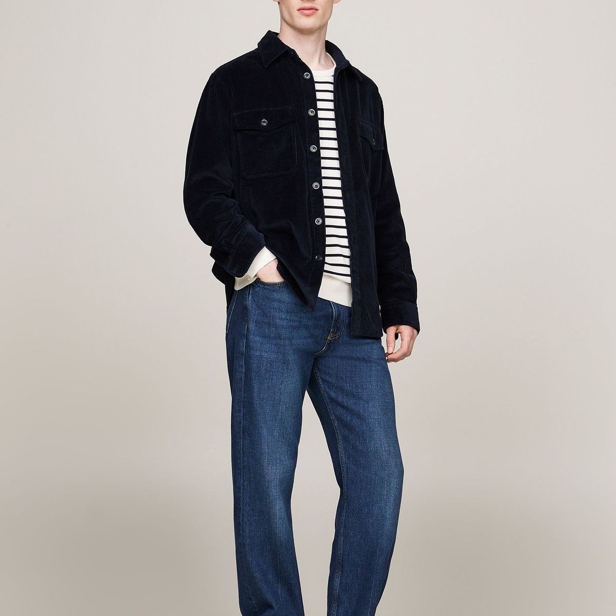 TOMMY HILFIGER - Zapatillas Core Stripe De Cuero Blanco Tommy Hilfiger