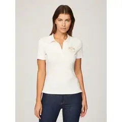 TOMMY HILFIGER - Polo Varsity Crest Slim Fit Blanco