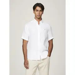 TOMMY HILFIGER - Camisa Premium De Lino Regular Fit Blanco