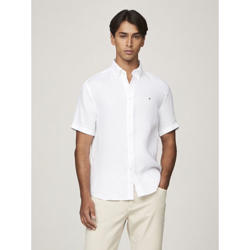TOMMY HILFIGER - Camisa Premium De Lino Regular Fit Blanco Tommy Hilfiger