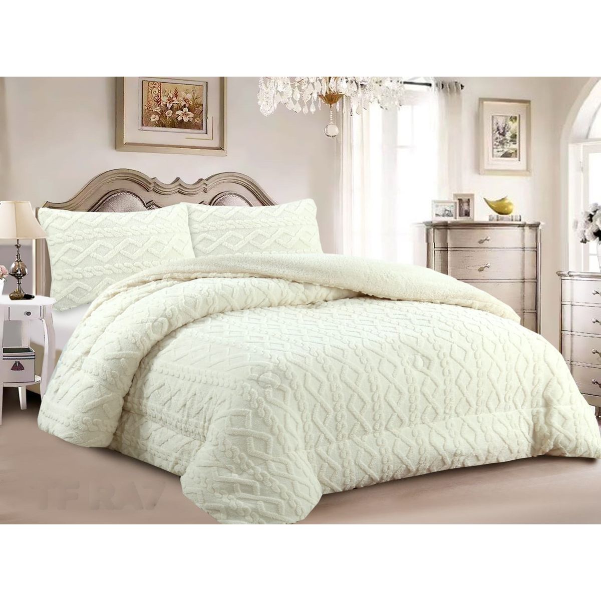 GENERICO - COBERTOR TRENSADO CON CHIPORRO COLOR BLANCO 1.5 PLAZA TF