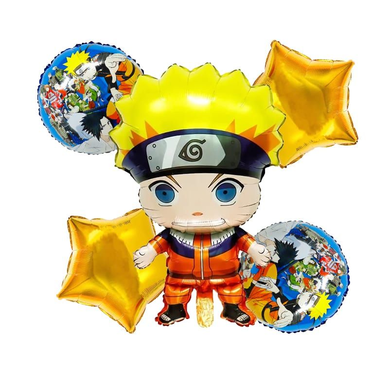 GENERICO - Set de Globos aluminio 5 piezas temática Naruto