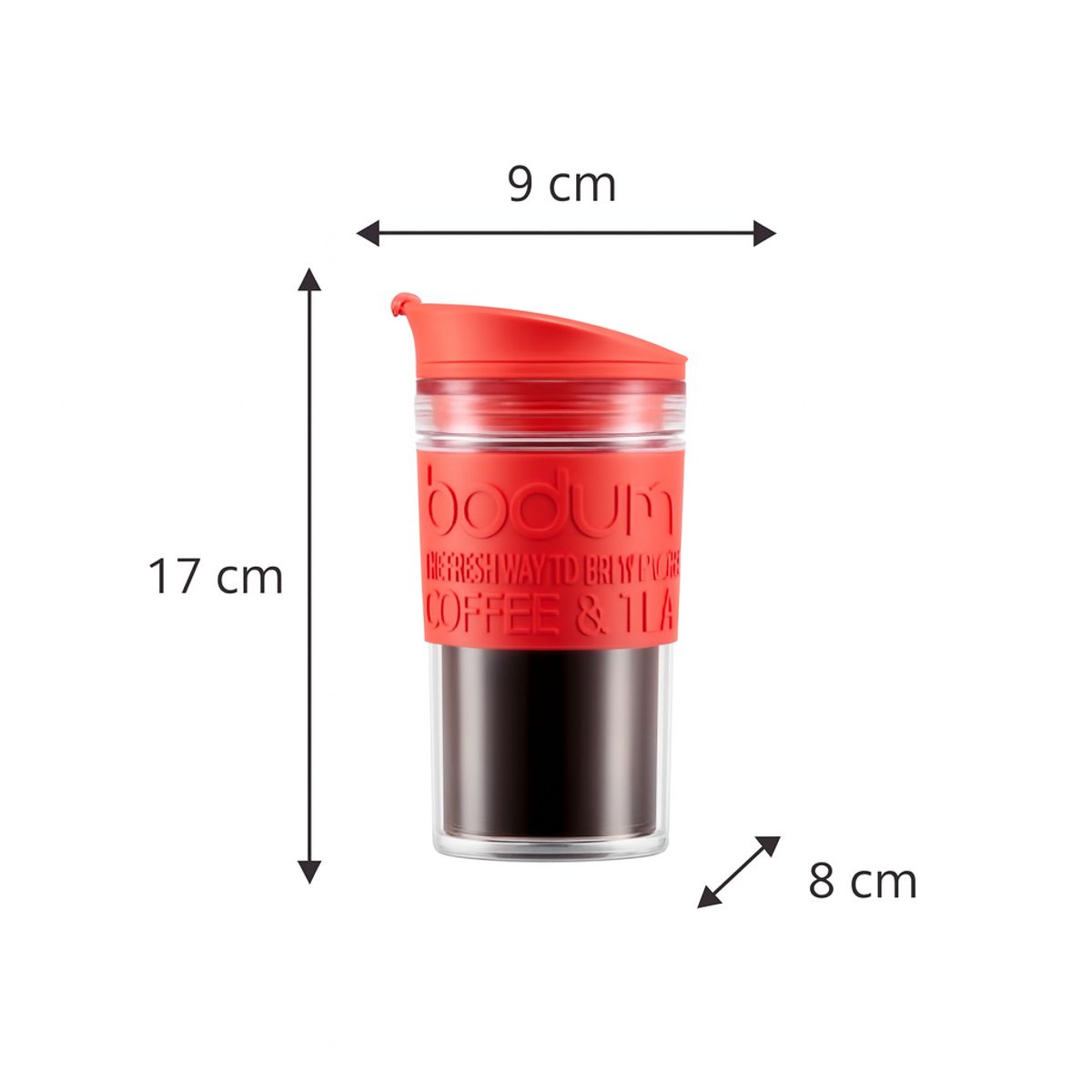 BODUM - Mug de Viaje Bodum 0,35 Lts. Roja – Doble Pared Libre de BPA - Travel Mug Térmica Portátil