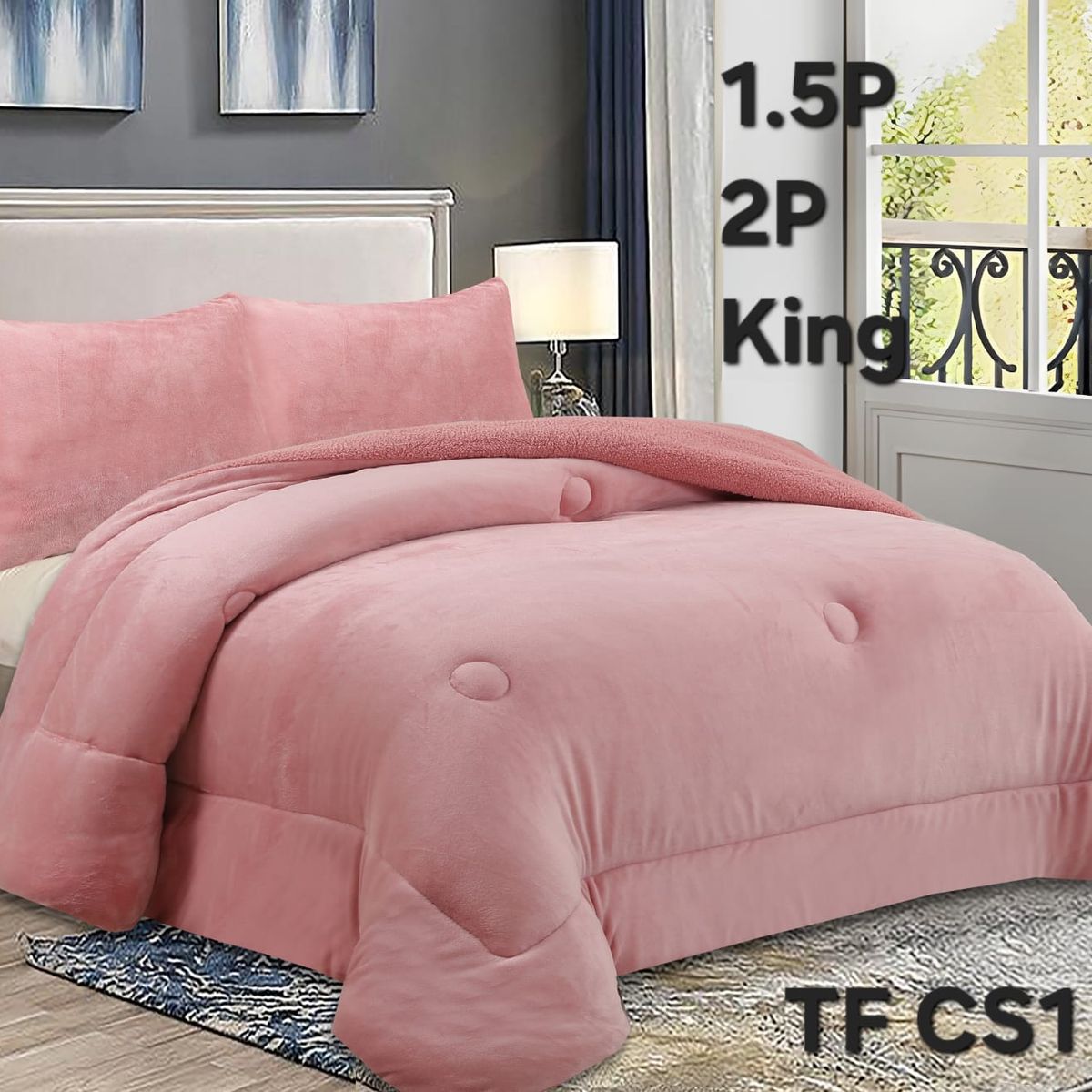 GENERICO - Cobertor texturizado con chiporro 230x250 +  funda de almohada