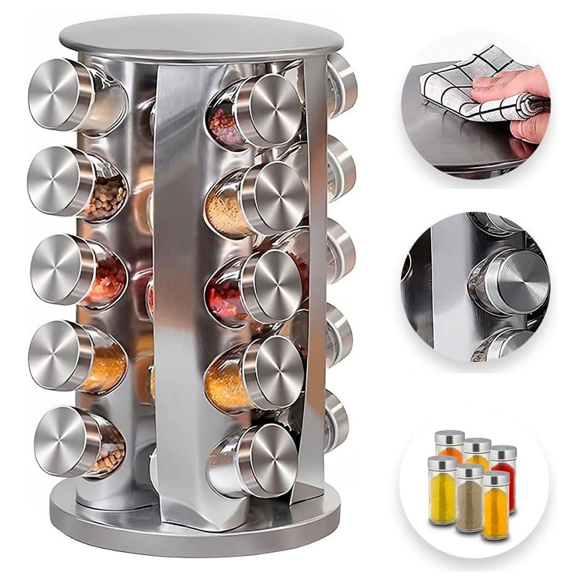 EVERSO - Rack Condimentero Especiero Giratorio Cocina 20 Pcs