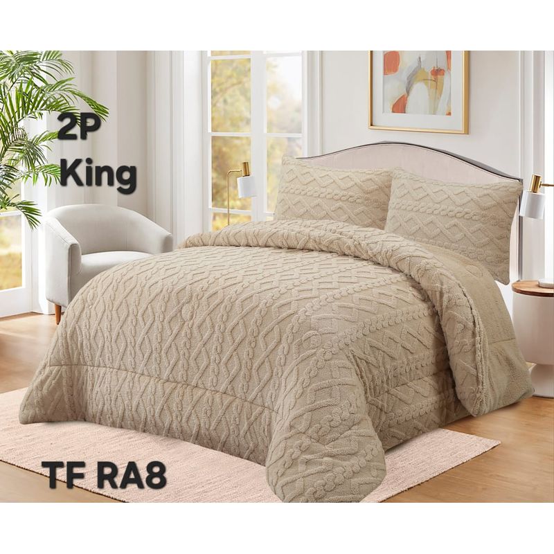 GENERICO - Cobertor texturizado trenza con chiporro 230x250 +  funda de almohada