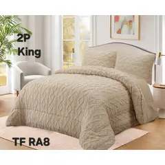 GENERICO - Cobertor texturizado trenza con chiporro 230x250 + funda de almohada