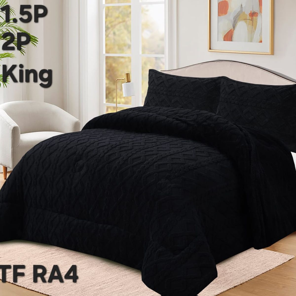 GENERICO - Cobertor texturizado trenza con chiporro 230x250 +  funda de almohada