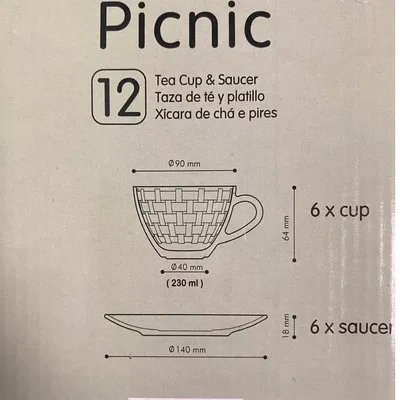 Imagen 2 del producto Set 6 Tazas + Platos de Te o Cafe Picnic Kimglass