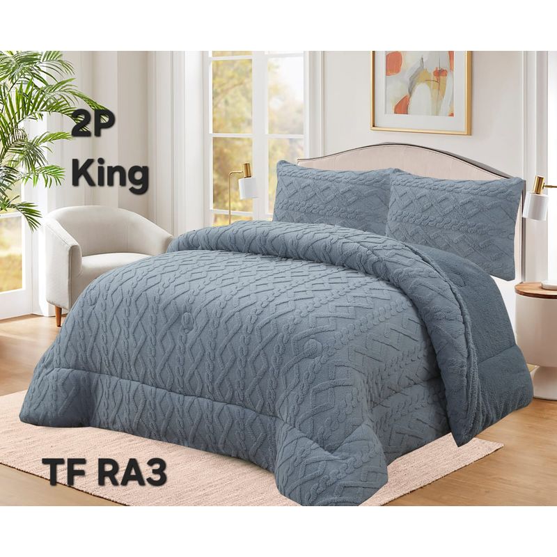 GENERICO - Cobertor texturizado trenza con chiporro 230x250 +  funda de almohada
