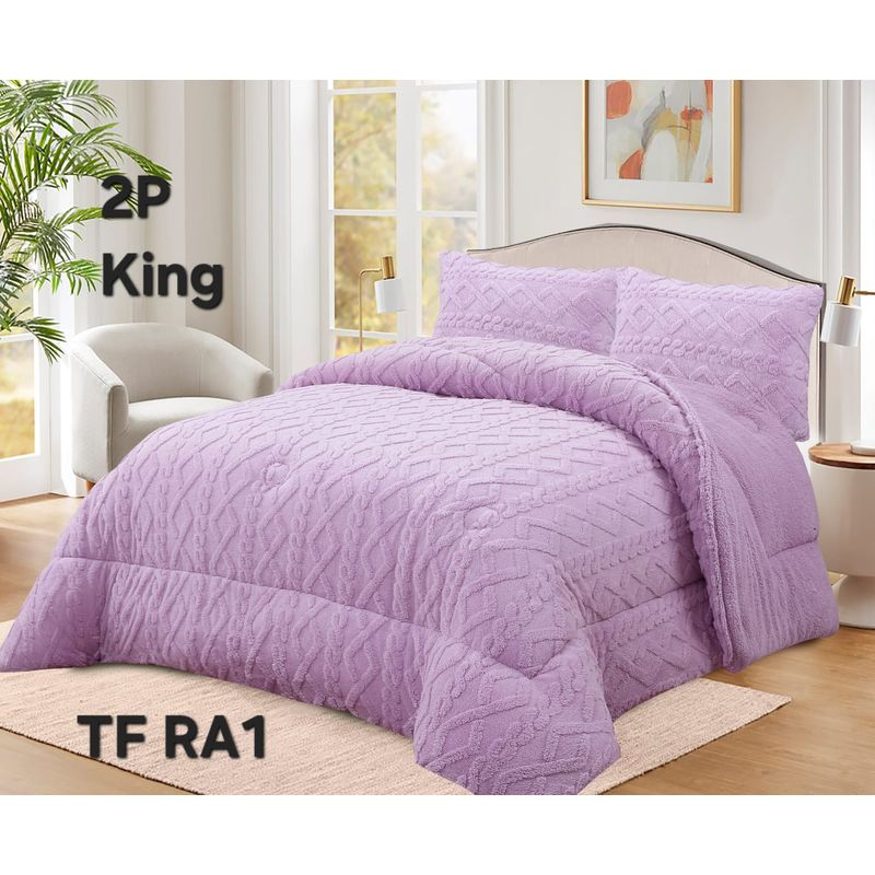 GENERICO - Cobertor texturizado trenza con chiporro 230x250 +  funda de almohada