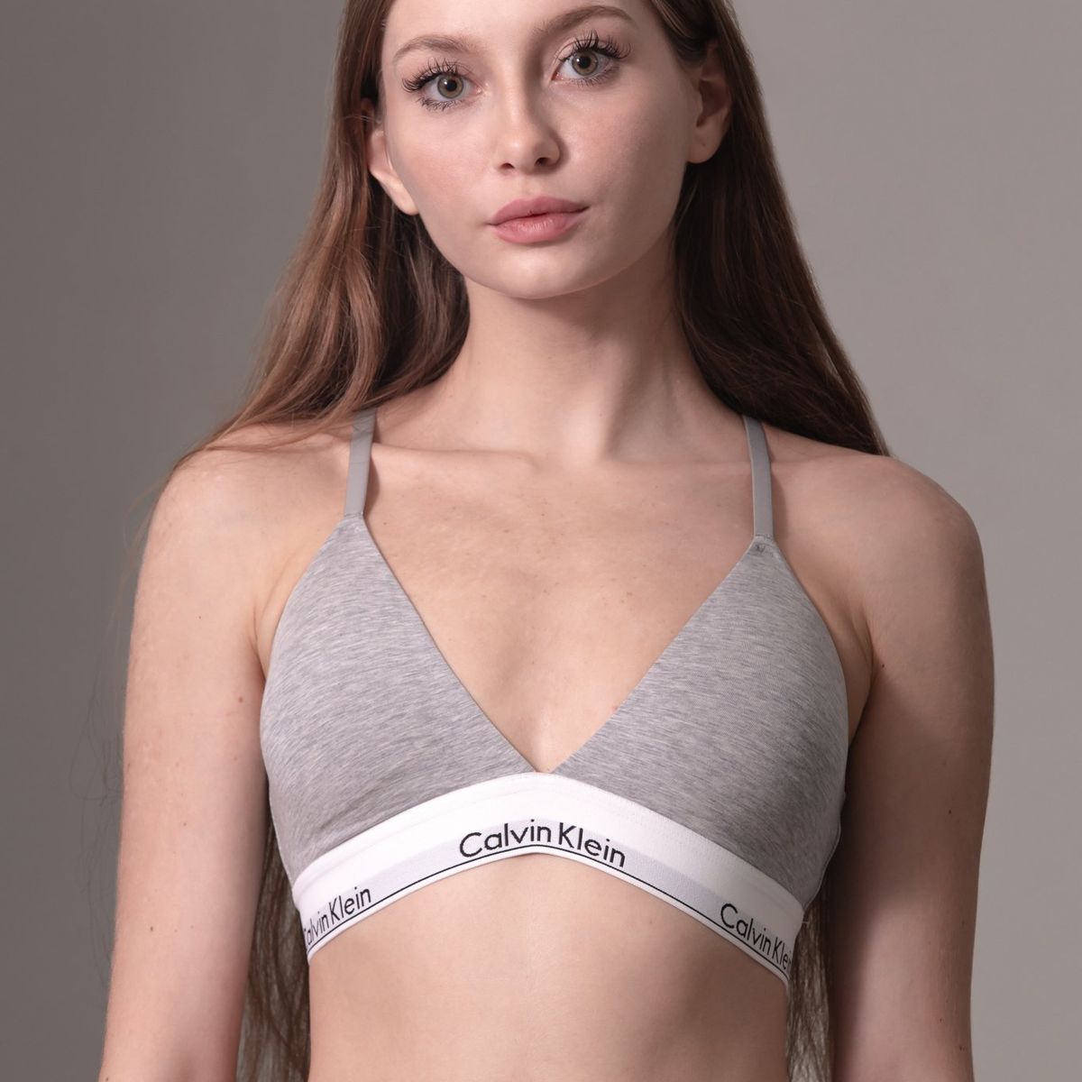 CALVIN KLEIN - Bralette Triangular Modern Cotton Gris Calvin Klein