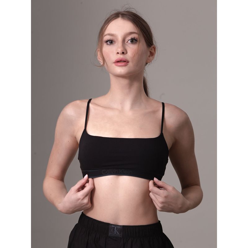 CALVIN KLEIN - Bralette Tonal Logo Lightly Negro Calvin Klein