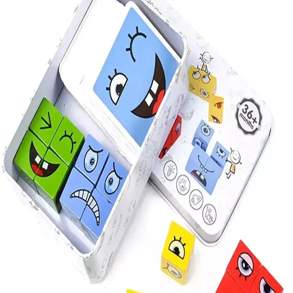 GENERICO - Juego De Expresiones Y Emociones En Madera Emoji Didáctico