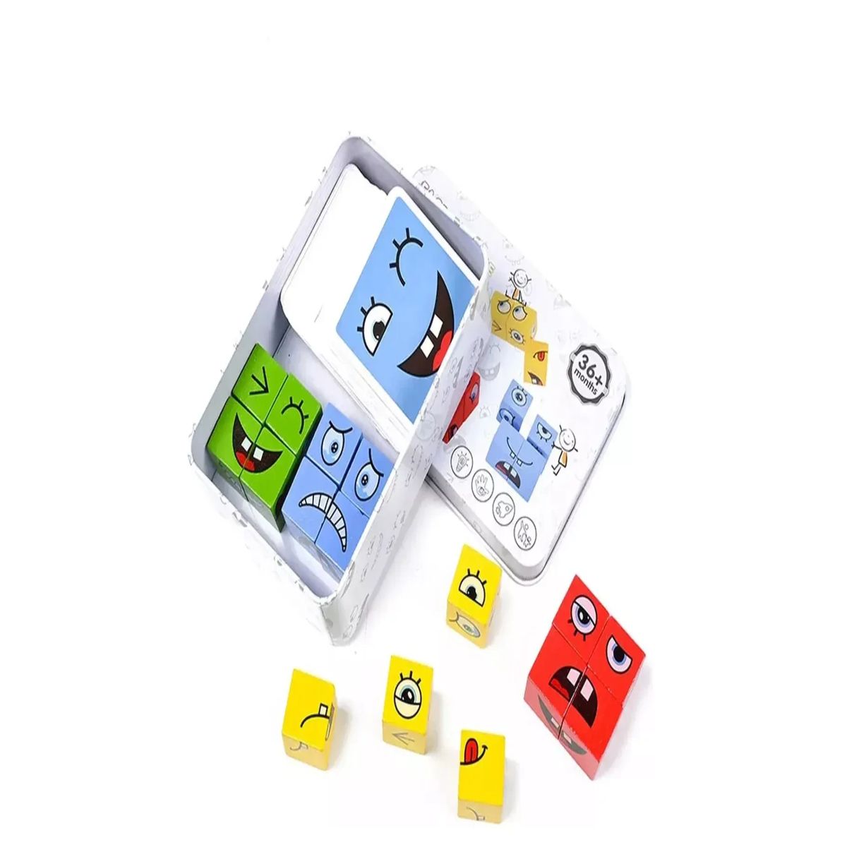 GENERICO - Juego De Expresiones Y Emociones En Madera Emoji Didáctico