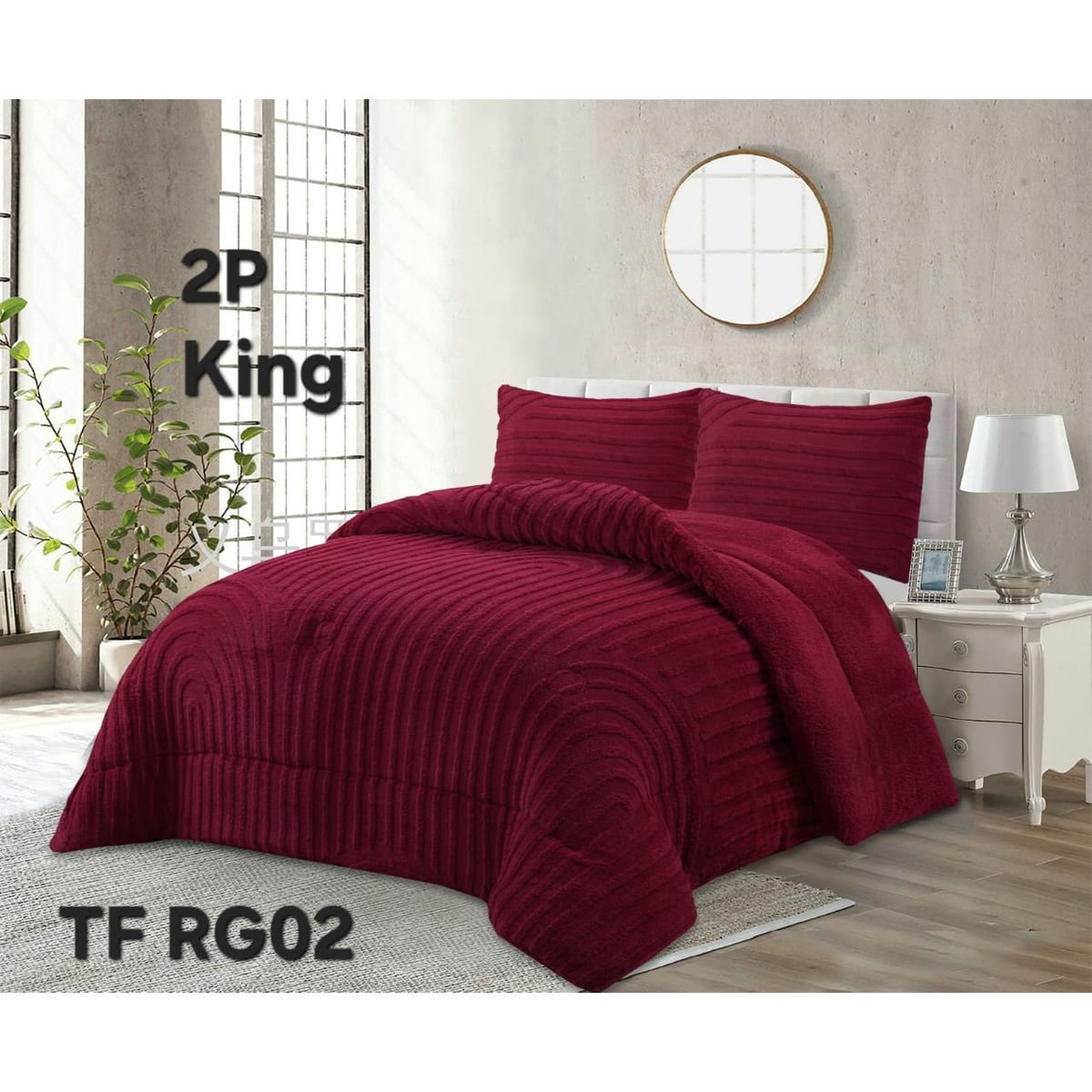 GENERICO - Cobertor texturizado linea con chiporro 230x250 +  funda de almohada