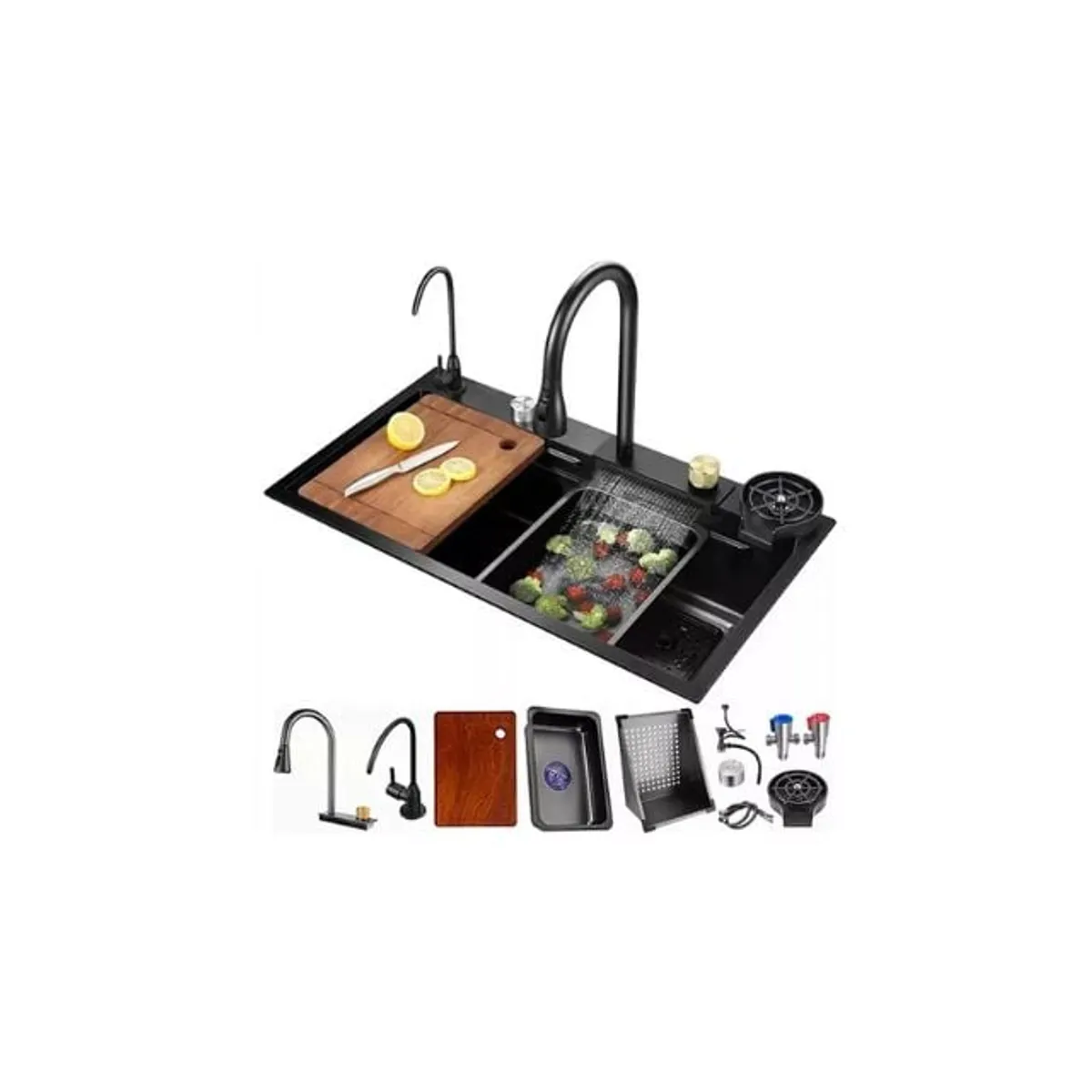 GENERICO - Lavaplatos Empotrado 80×45 Acero Inoxidable Accesorios Kit Completo