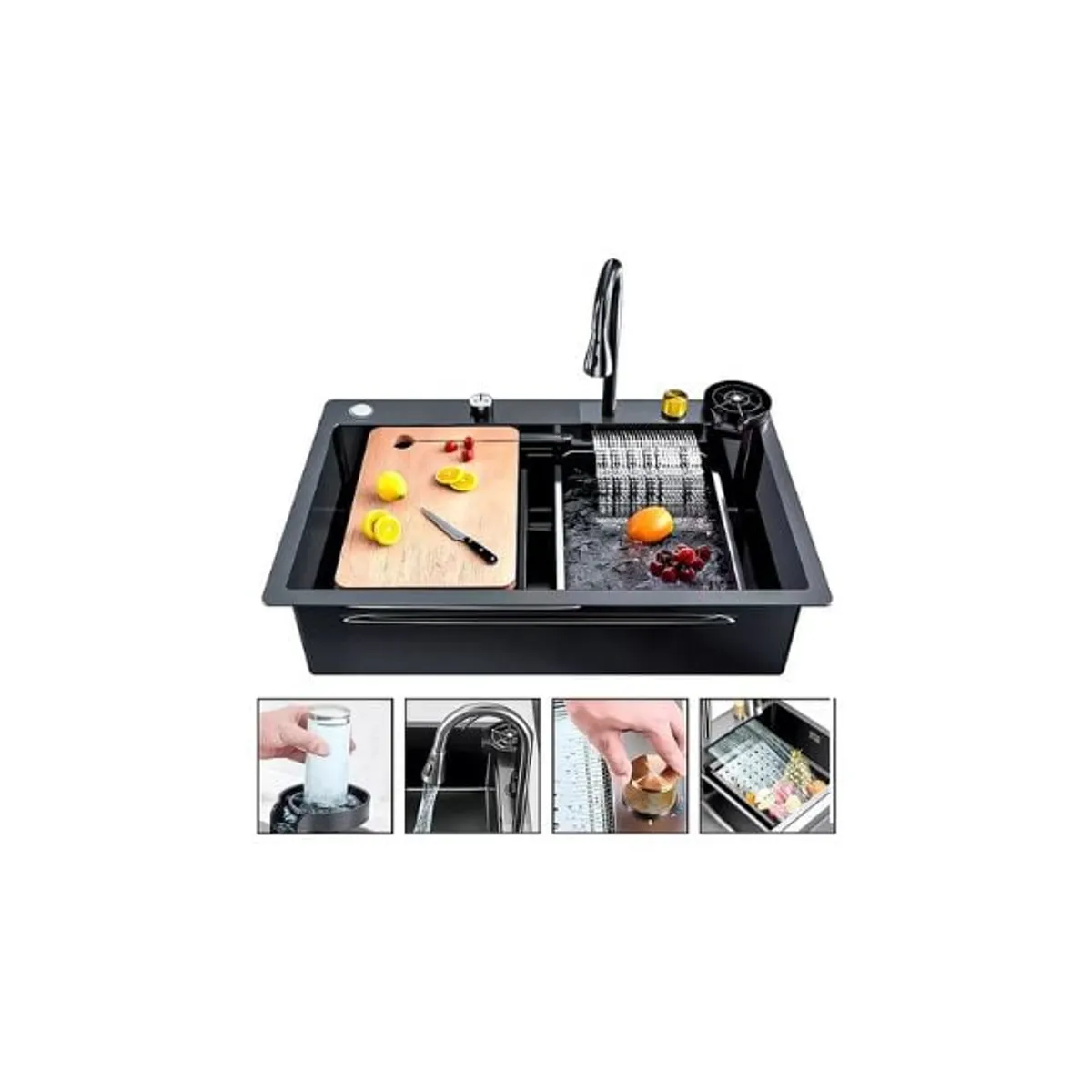 GENERICO - Lavaplatos Empotrado 80×45 Acero Inoxidable Accesorios Kit Completo