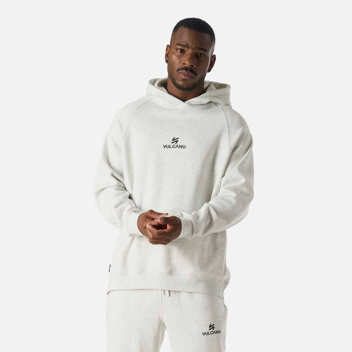 VULCANO - Polerón Hombre Cool Down Sweatshirt Hoody Melange Gris Claro Vulcano