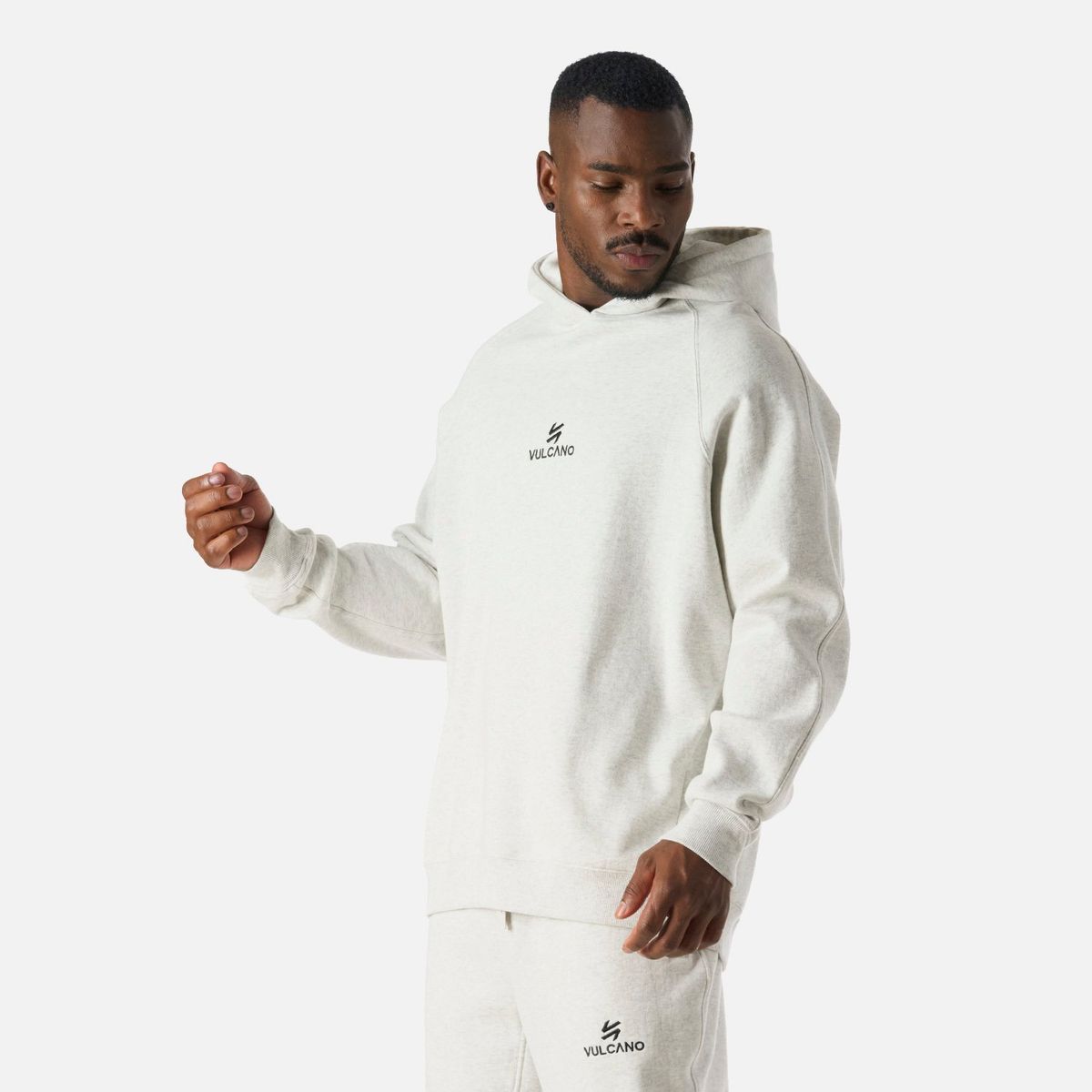 VULCANO - Polerón Hombre Cool Down Sweatshirt Hoody Melange Gris Claro Vulcano