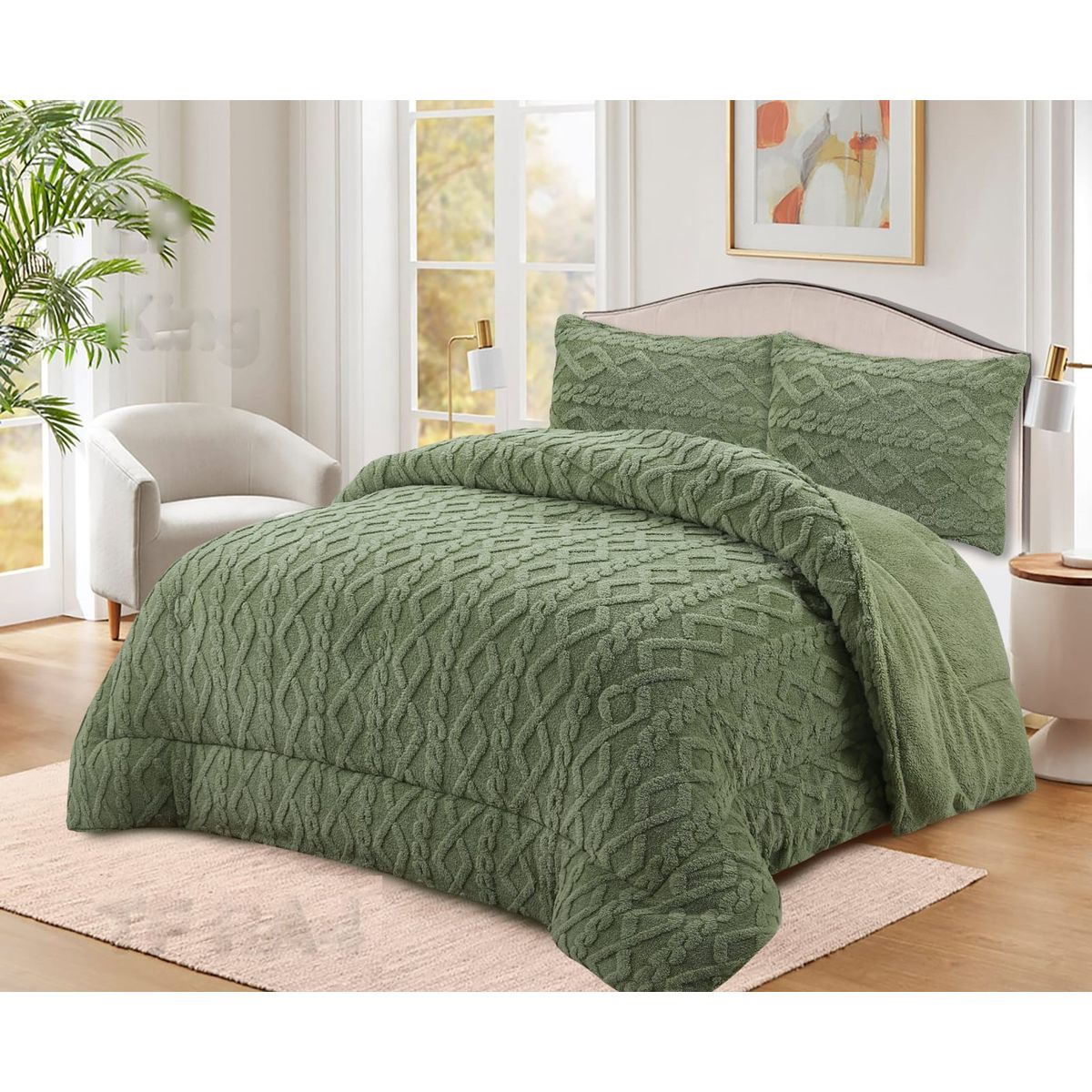 GENERICO - COBERTOR TRENSADO CON CHIPORRO COLOR VERDE 1.5 PLAZA TF