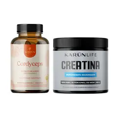 KARUNLIFE - Pack Energía Y Rendimiento - Cordyceps 60 cap + Creatina en polvo Karun Life
