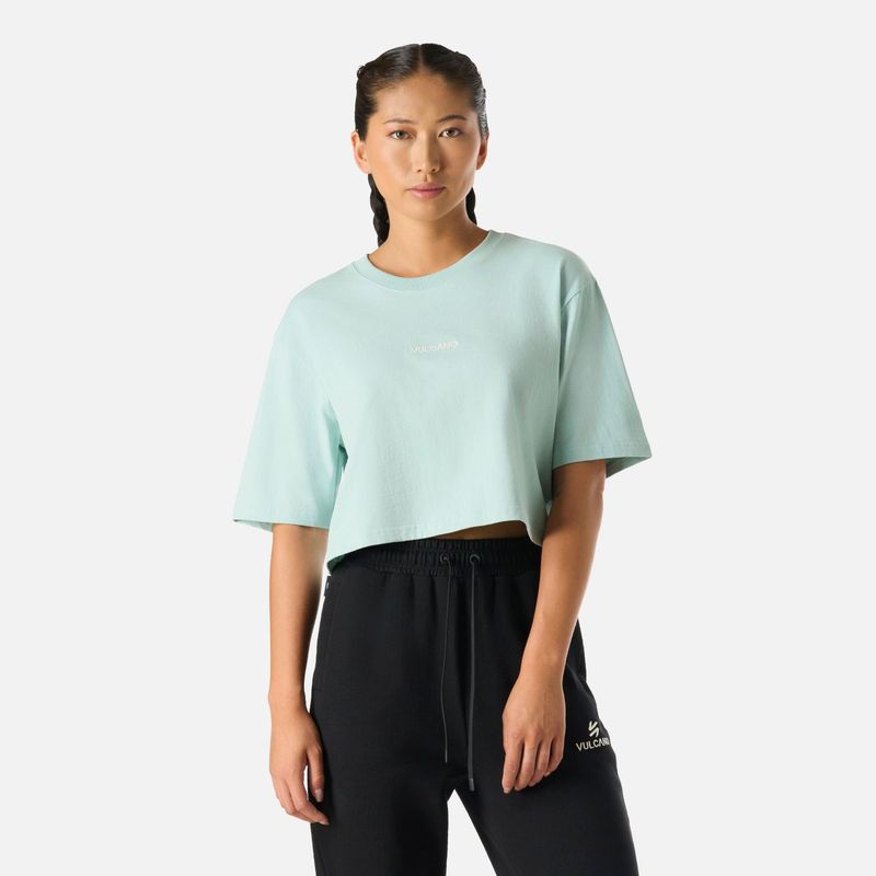 VULCANO - Polera Mujer Cool Down Crop T-Shirt Jade Vulcano