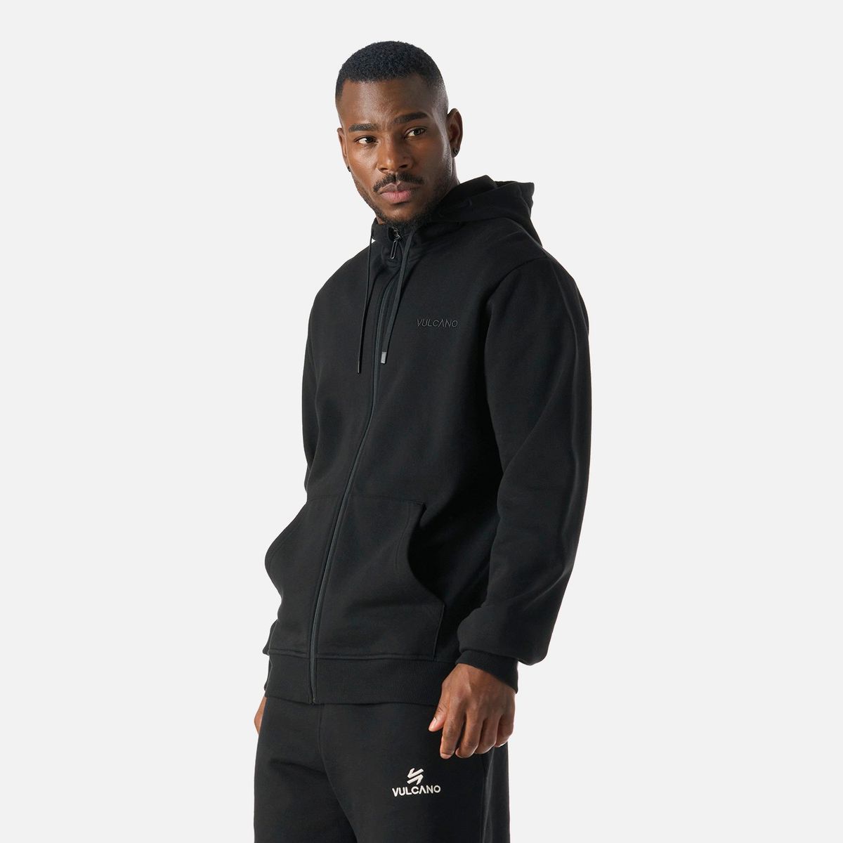 VULCANO - Polerón Hombre Cool Down Full Zip Sweatshirt Hoody Negro Vulcano