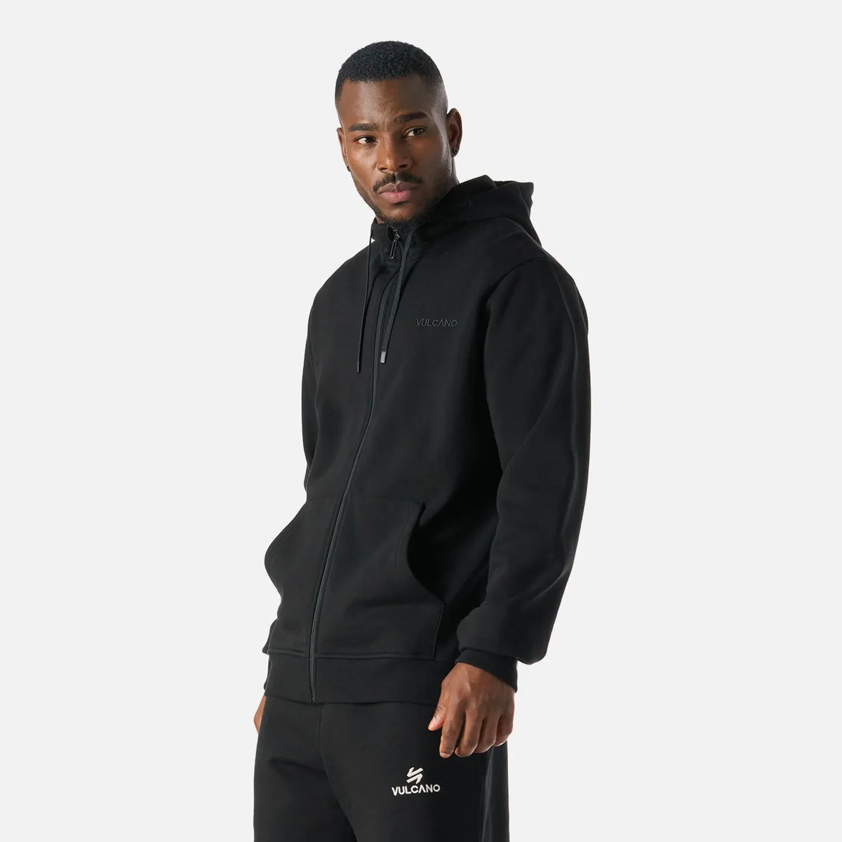 VULCANO - Polerón Hombre Cool Down Full Zip Sweatshirt Hoody Negro Vulcano