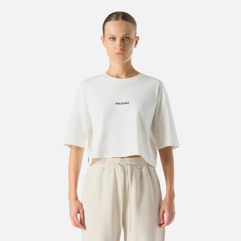 VULCANO - Polera crop casual manga corta mujer Cool Down