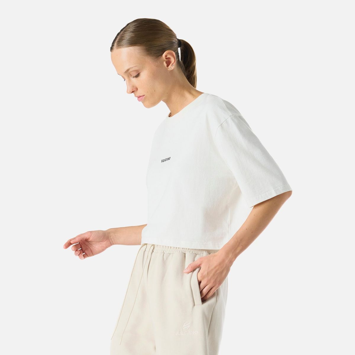VULCANO - Polera Mujer Cool Down Crop T-Shirt Blanco Vulcano