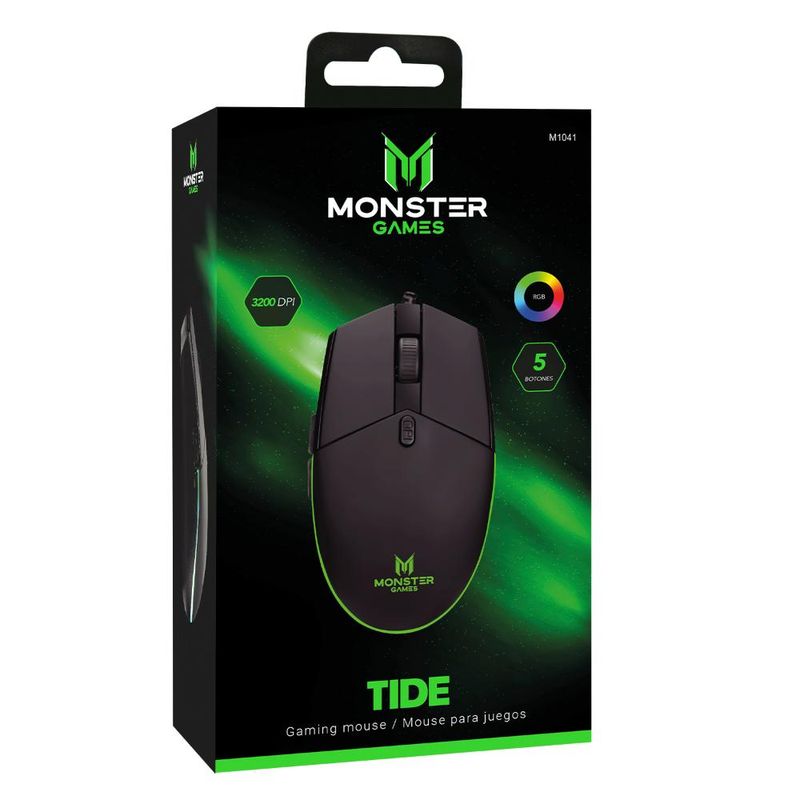 MONSTER GAMES - Mouse Gamer con 5 Botones - DPI Ajustable Monster Tide M1041
